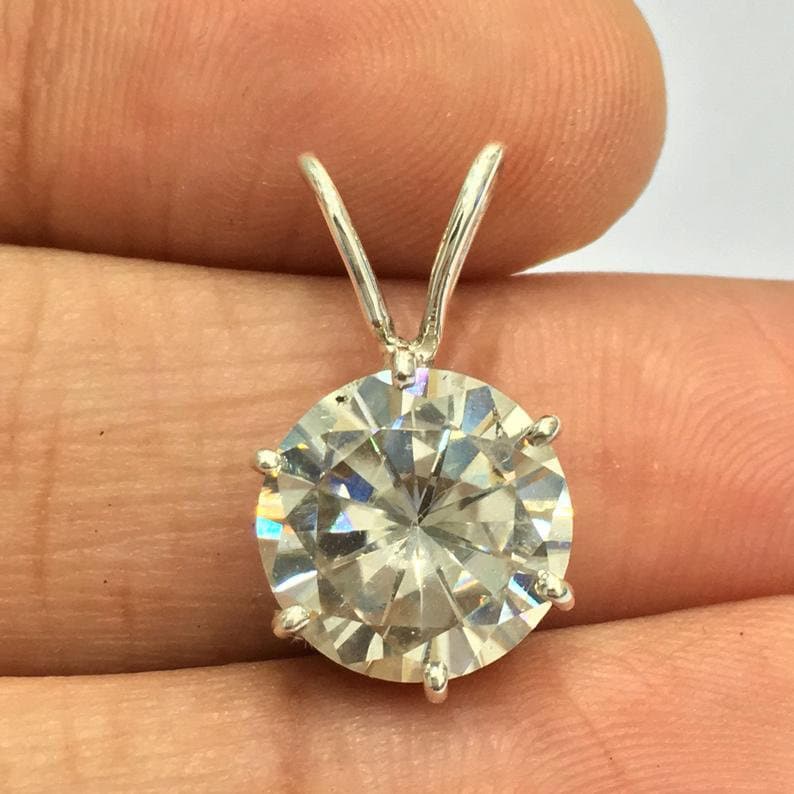 A Rare Quality Moissanite Stone Pendant 925 Solid Sterling Etsy