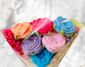 Customizable Crochet 6 Rose Bouquet