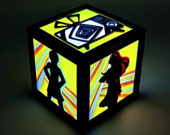 Persona 4 LED lantern night light box - customized character panels with Yu, Yosuke, Chie, Yukiko, Kanji, Rise, Naoto, Teddie