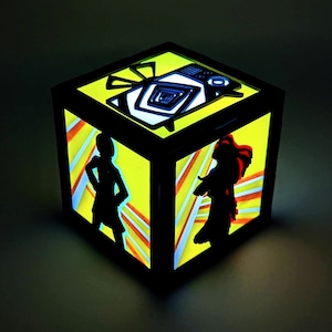 Persona 4 LED lantern night light box - customized character panels with Yu, Yosuke, Chie, Yukiko, Kanji, Rise, Naoto, Teddie