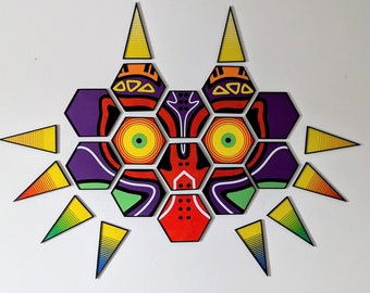 Majoras Mask wall art - hexagon decal display legend of Zelda TotK BotW majora's mask link