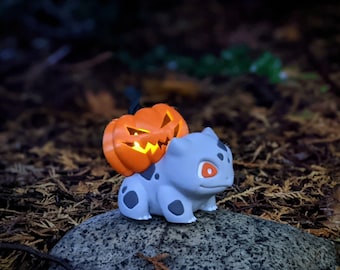 Pumpkin Spooky Halloween Pumpkasaur - LED tea light holder jack-o'-lantern