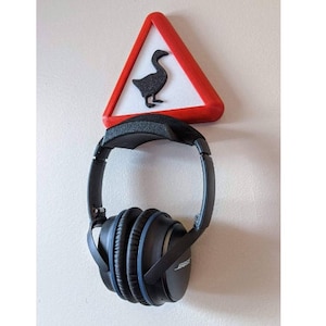 Untitled Goose Game headphone hanger - wall mount for headphones - warning sign emblem