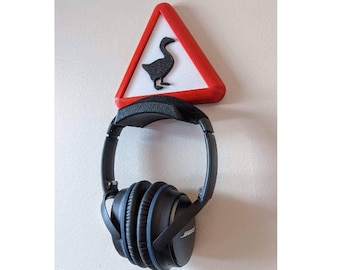 Untitled Goose Game headphone hanger - wall mount for headphones - warning sign emblem