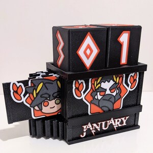 Hades desk calendar - interchangeable character panels planner agenda chibi Zagreus Olympians Thanatos Nyx image 2