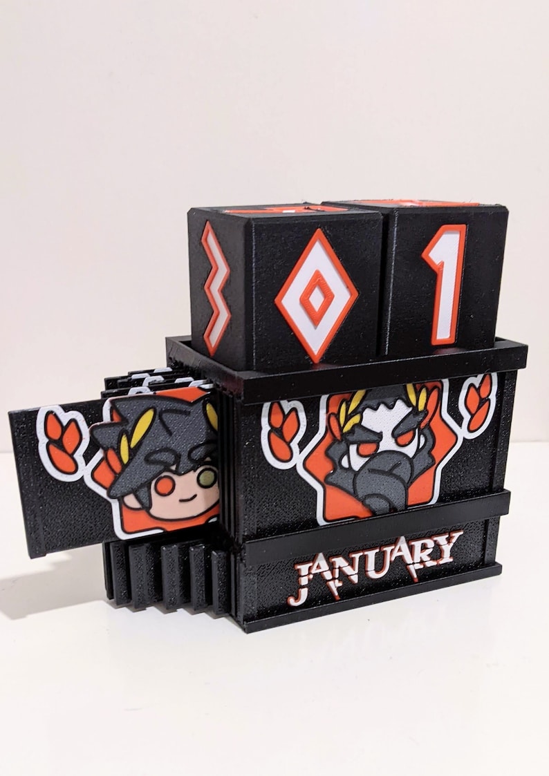 Hades desk calendar - interchangeable character panels planner agenda chibi Zagreus Olympians Thanatos Nyx image 2