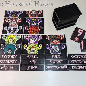 Hades desk calendar - interchangeable character panels planner agenda chibi Zagreus Olympians Thanatos Nyx House of Hades set