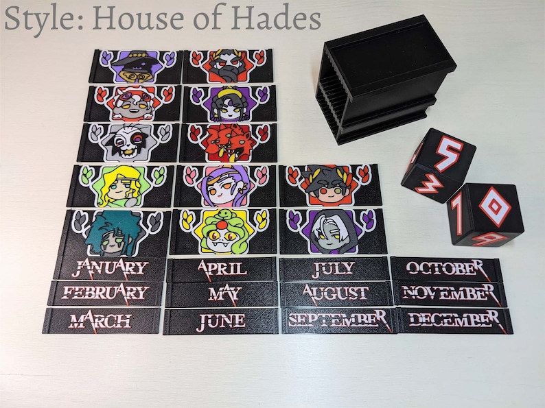 Hades desk calendar - interchangeable character panels planner agenda chibi Zagreus Olympians Thanatos Nyx House of Hades set