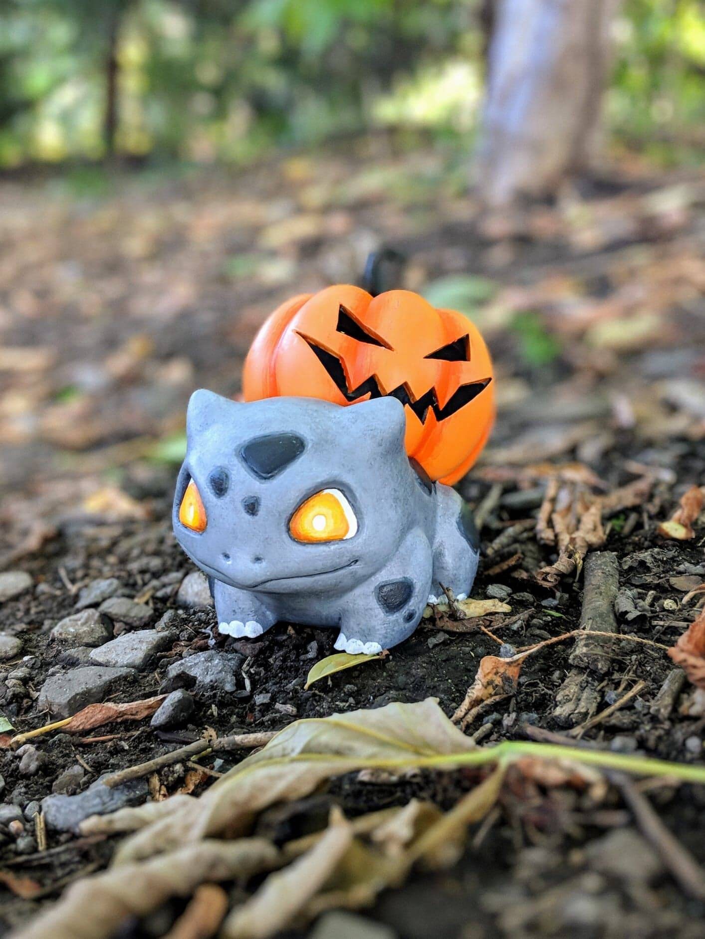 Pumpkin Spooky Halloween Bulbasaur Pokemon Led Tea Light Etsy