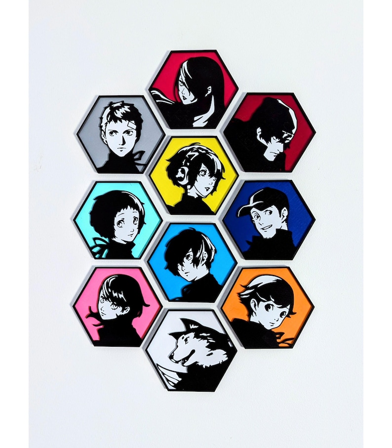 Persona 3 Wall Art - Hexagon Decal Display Character Profiles Makoto ...