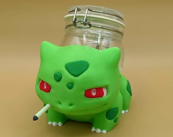 Budbasaur stash jar - weed cannabis marijuana herb ganja bud box container holder - tokemon 420 novelty funny joke gift stashjar parody