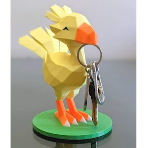 Chocobo key holder - hook rack organizer hanger utensil final fantasy decoration gamer desk gift figurine sculpture ff7 remake intergrade