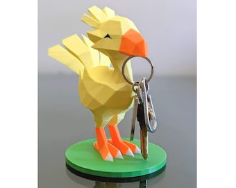 Chocobo key holder - hook rack organizer hanger utensil final fantasy decoration gamer desk gift figurine sculpture ff7 remake intergrade