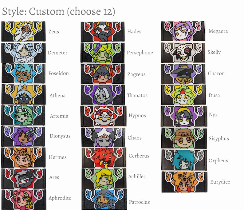 Hades desk calendar - interchangeable character panels planner agenda chibi Zagreus Olympians Thanatos Nyx Custom (choose 12)