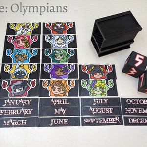 Hades desk calendar - interchangeable character panels planner agenda chibi Zagreus Olympians Thanatos Nyx Olympians set