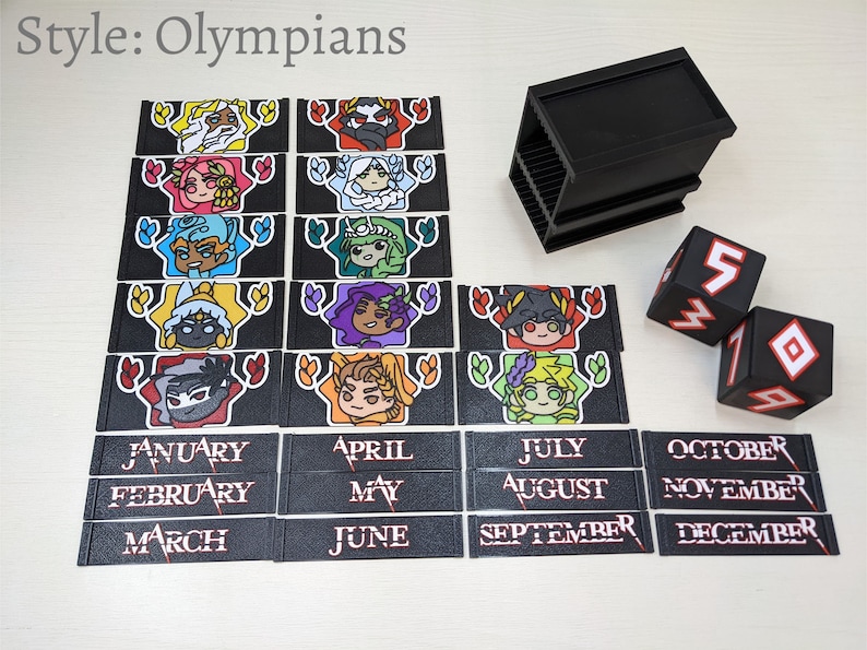 Hades desk calendar - interchangeable character panels planner agenda chibi Zagreus Olympians Thanatos Nyx Olympians set