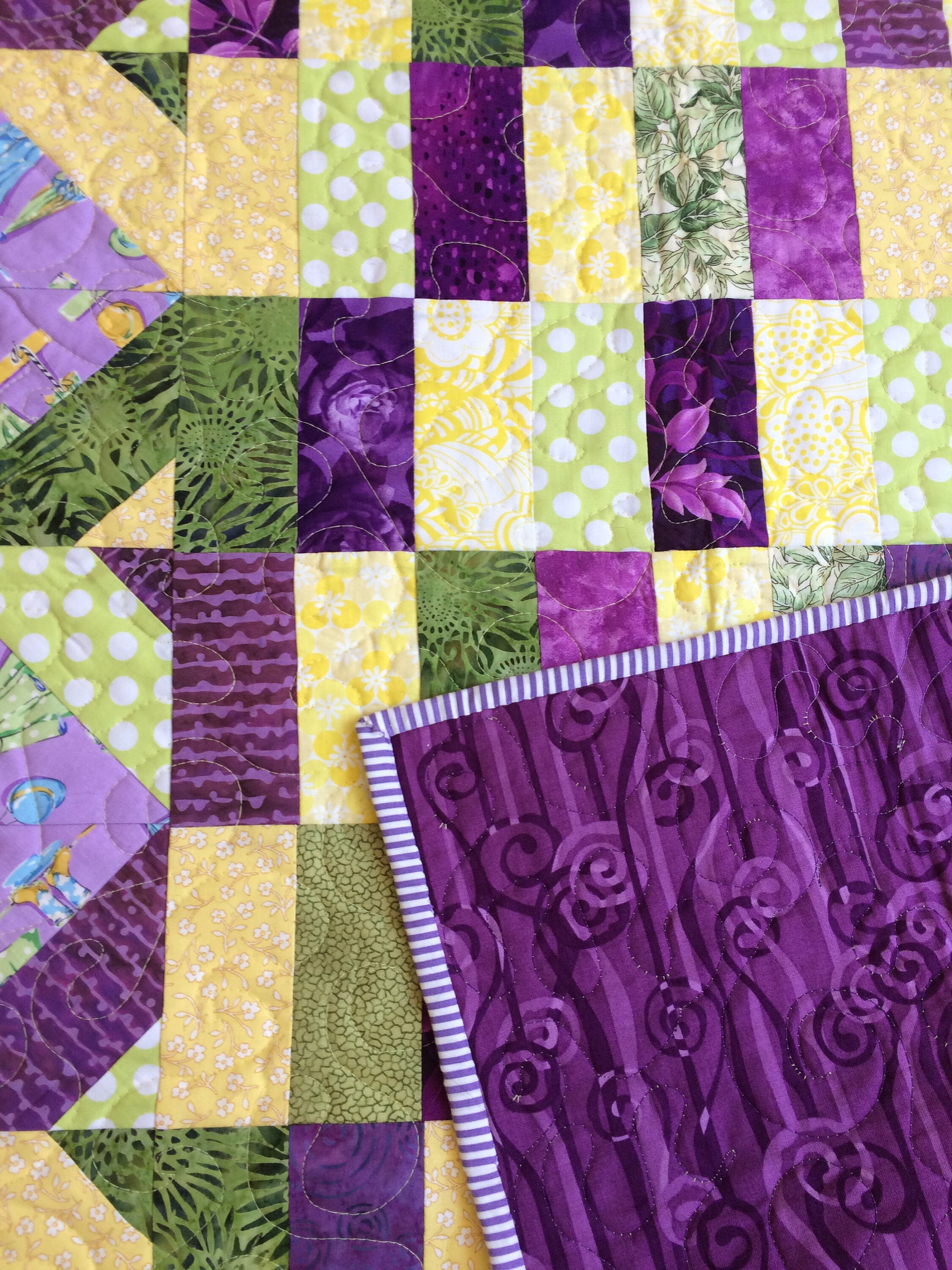 Lovely Baby Quilt Purple yellow green quilt small quilt 2 Etsy