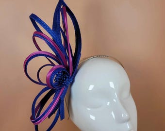 Cobalt  Blue and magenta fascinator