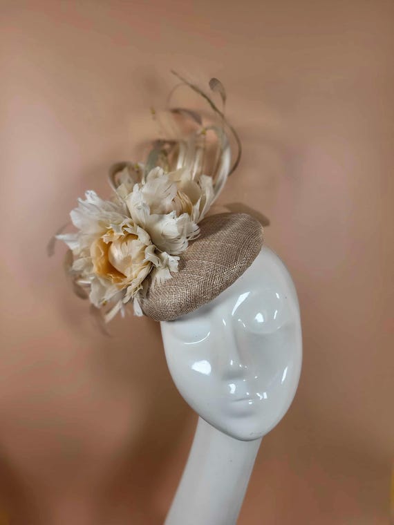 Peaches, Cream Pill Box Hat, Fascinator, Headpiece - Etsy