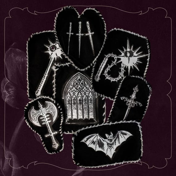 HANDMADE GOTHIC PATCHES: Medievalcore Screen-Printed Patch for vests and jackets (and baddies)