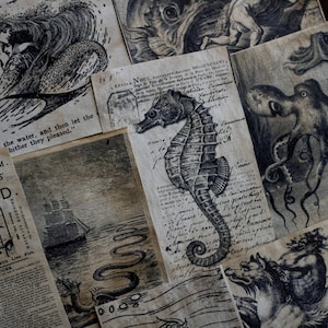 Kit de diario basura SEA WITCH, sirena, álbum de recortes con collage de sirenas, collage de brujas, libro de hechizos, wicca, pagano, brujería, collage, diario basura