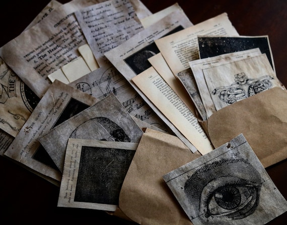 Dark Acadeia Junk Journal Supplies, Vintage Skull Decoupage Paper Scrapbook Kit, 45pcs Astrology Ephemera Junk Journals, Mushroom Plant Materials Room Decor Wall Collage Kit P 204664585