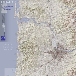 Western Oregon Topographic Map-Art