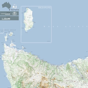 Tasmanië topografische kaart-kunst