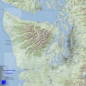 Carte topographique W Washington et SW Colombie-Britannique