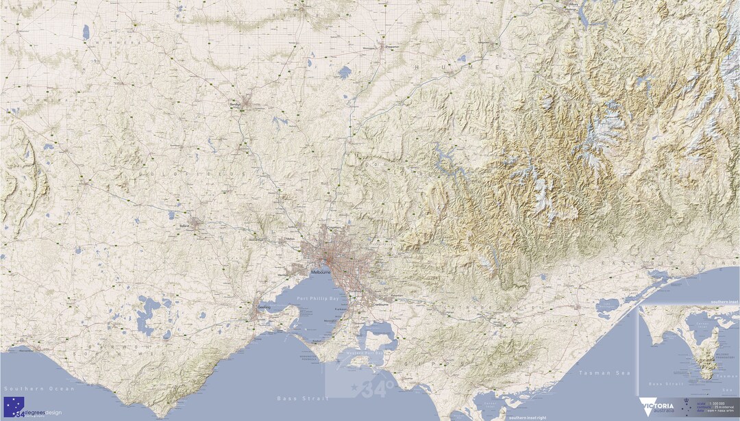Victoria & Melbourne Topographic Mapart Etsy