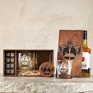 Donald Trump 45th 47th President Whiskey Decanter Set, Old No. 45 and 47, American Patriotic MAGA Gift - Trump Gift for Whiskey Lovers