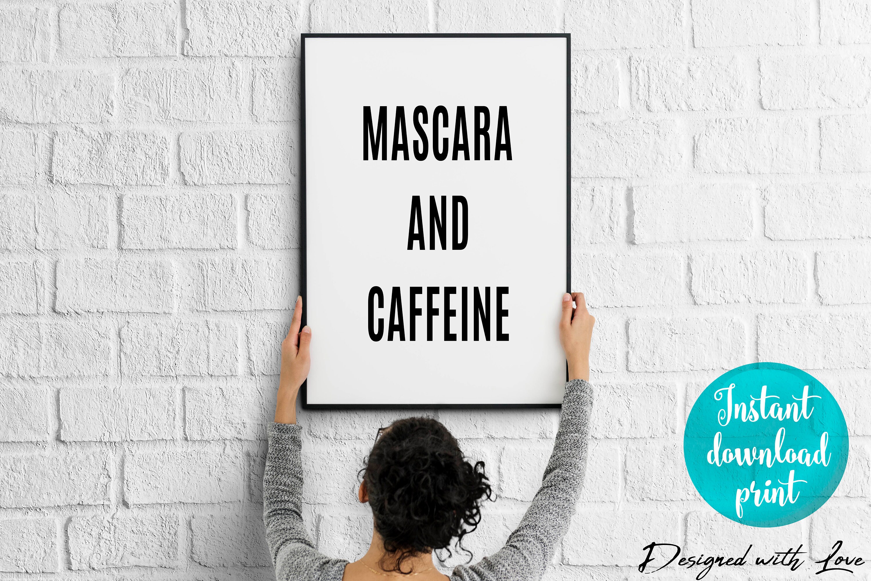 Mascara And Caffeine Teen Wall Art Room Decor Coffee Girls Bedroom