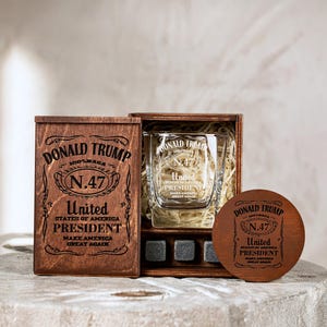 45 47 MAGA Trump Whiskey Decanter Set, Trump 2024, Patriotic Gift, 47 Presidential, Make America Great Again, MAGA gift, Political Gift