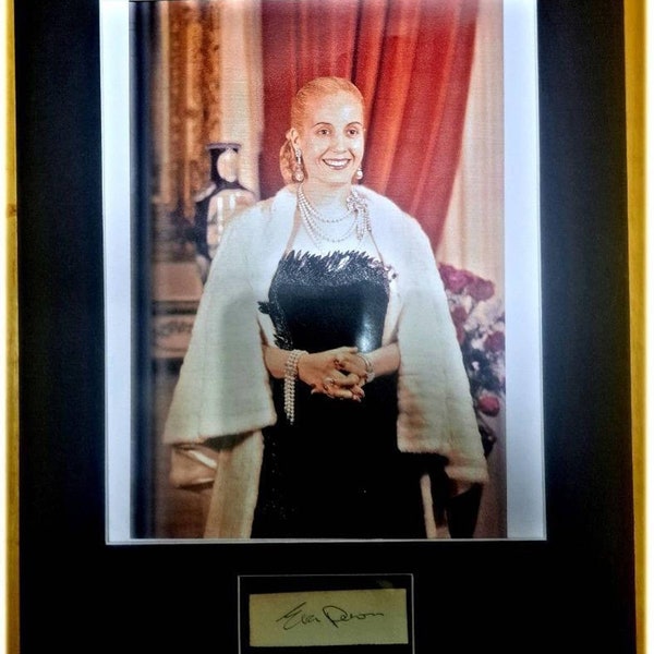 Eva "Evita" Peron Cut Signature Mounted in 11x14 inch Mat First Lady of Argentin