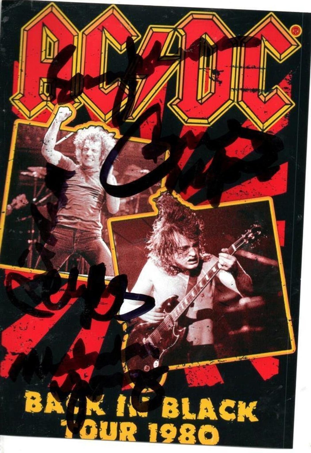 AC Dc Young Bothers Plus Autographed Mini Tour Poster 5x7 Back in Black ...