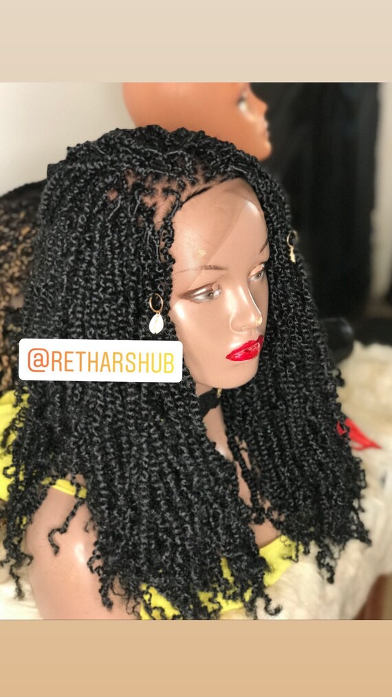 Shoulder Length Kinky Fro Spring Twists Braided Wig For Black Etsy