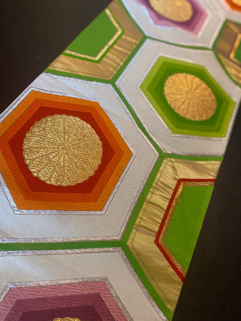 Embroidered Buffet Runner Hand Woven Silk Obi Table Runner Etsy