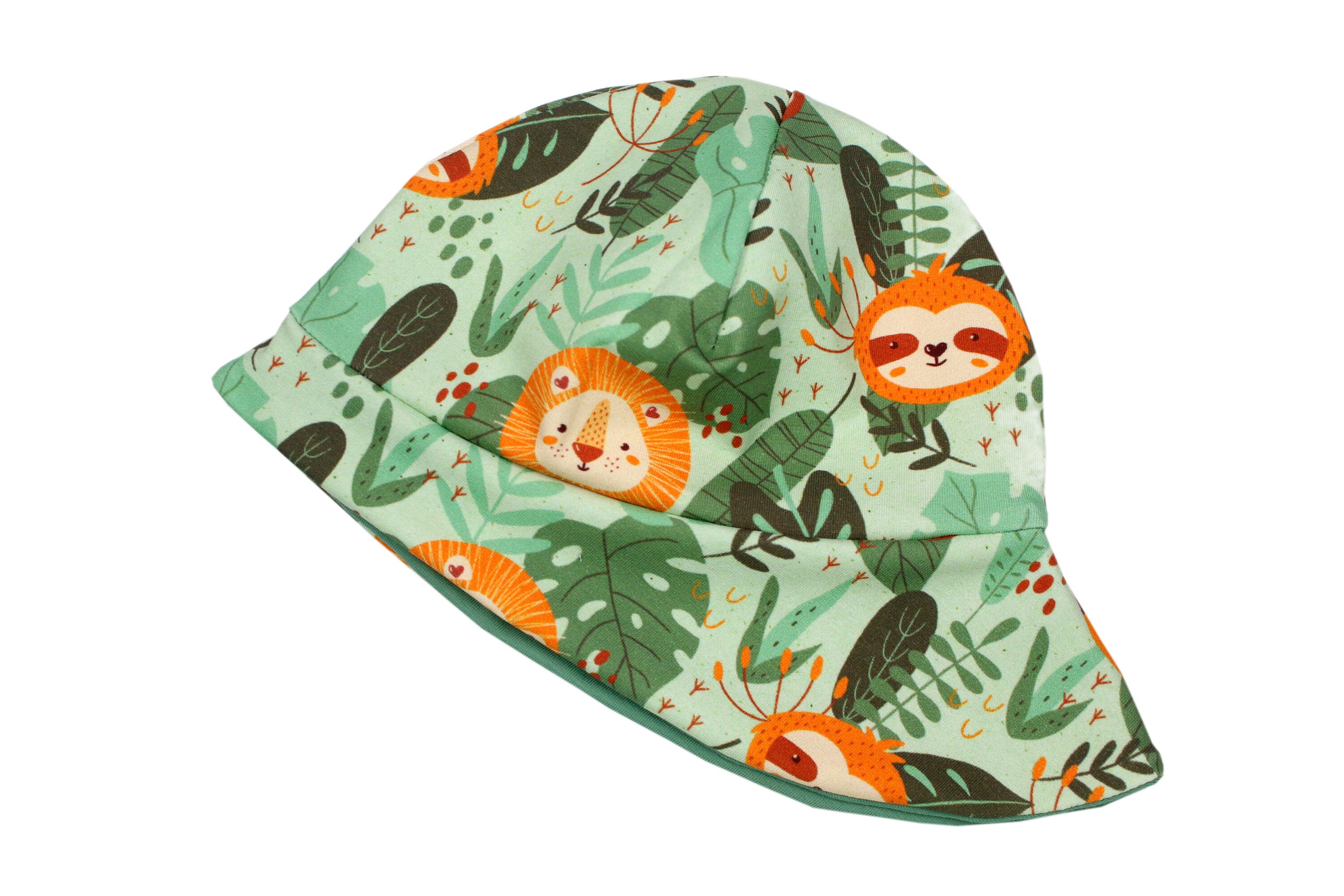 Sun hat jungle animals mint