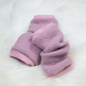Punhos de lã para bebês, punhos para pernas, lã virgem rosa