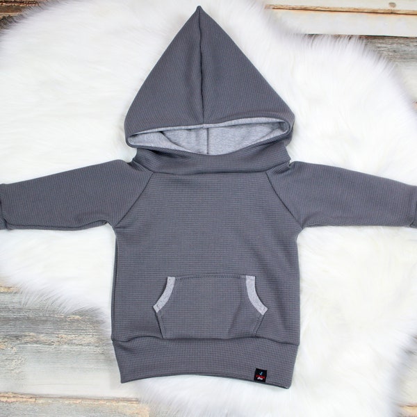 Hoodie Waffeljersey dark grey