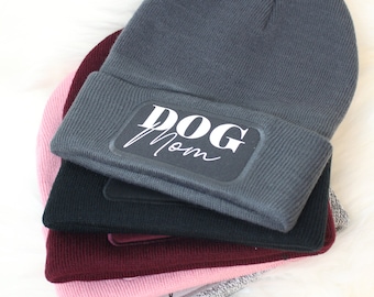 Beanie mit Name, personalisierte Mütze, Dogmom, Geschenkidee