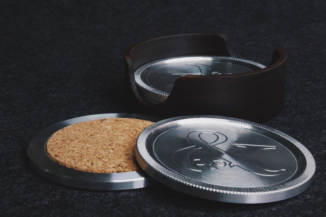 Custom Aluminum Coaster Set Personalized Coasters Wedding Etsy