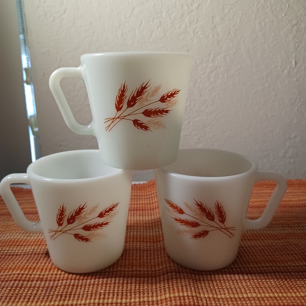 PYREX Autumn Harvest Coffee Mug/Cup Corning Ware Golden Wheat | Set of 3