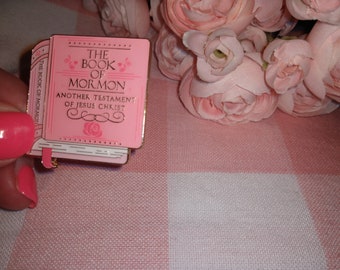 PINK Book of Mormon Pin Deluxe from the PINK Collection 1.5" inch / 34 mm