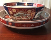 Gold Imari Serving Bowl and larger Bowl