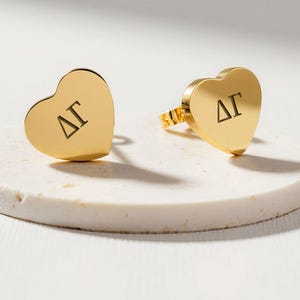 Delta Gamma - Earrings - Heart Post Earrings – Earrings – Sorority Jewelry – Dee Gee Heart Earrings – Sorority Post Earrings – Dee Gee Gift