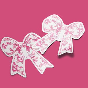 Phi Mu - Sticker - Toile Bow Sticker – Phi Mu Sorority Sticker with Name – Phi Mu Vinyl Decal for Laptop or Water Bottle
