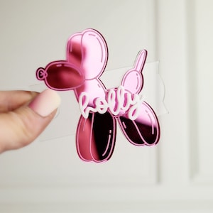 Balloon Dog Tumbler Tag Tumbler Accessories Tumbler Cup Topper Pink image 1