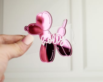 Balloon Dog Tumbler Tag - Tumbler Accessories - Tumbler Cup Topper Pink