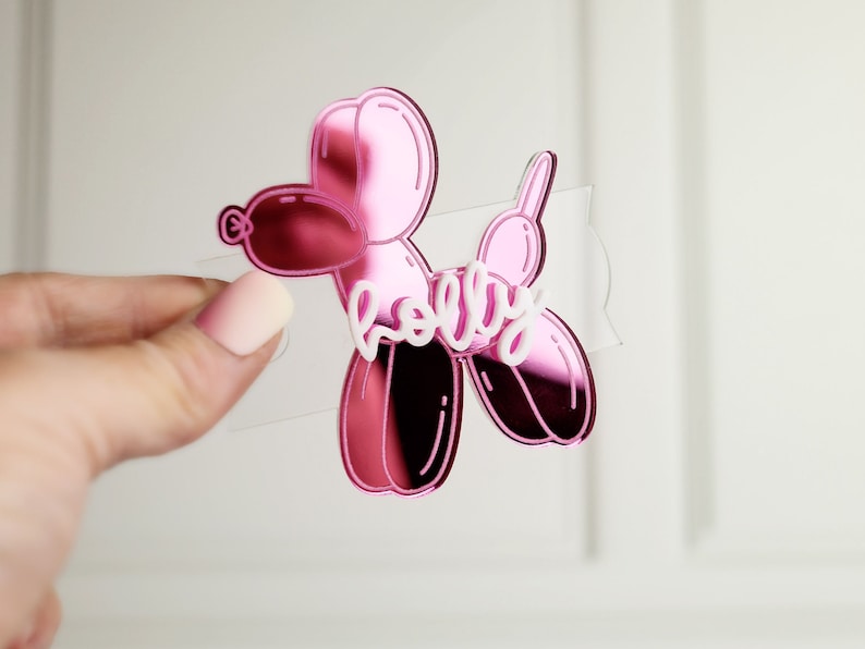 Balloon Dog Tumbler Tag Tumbler Accessories Tumbler Cup Topper Pink image 1